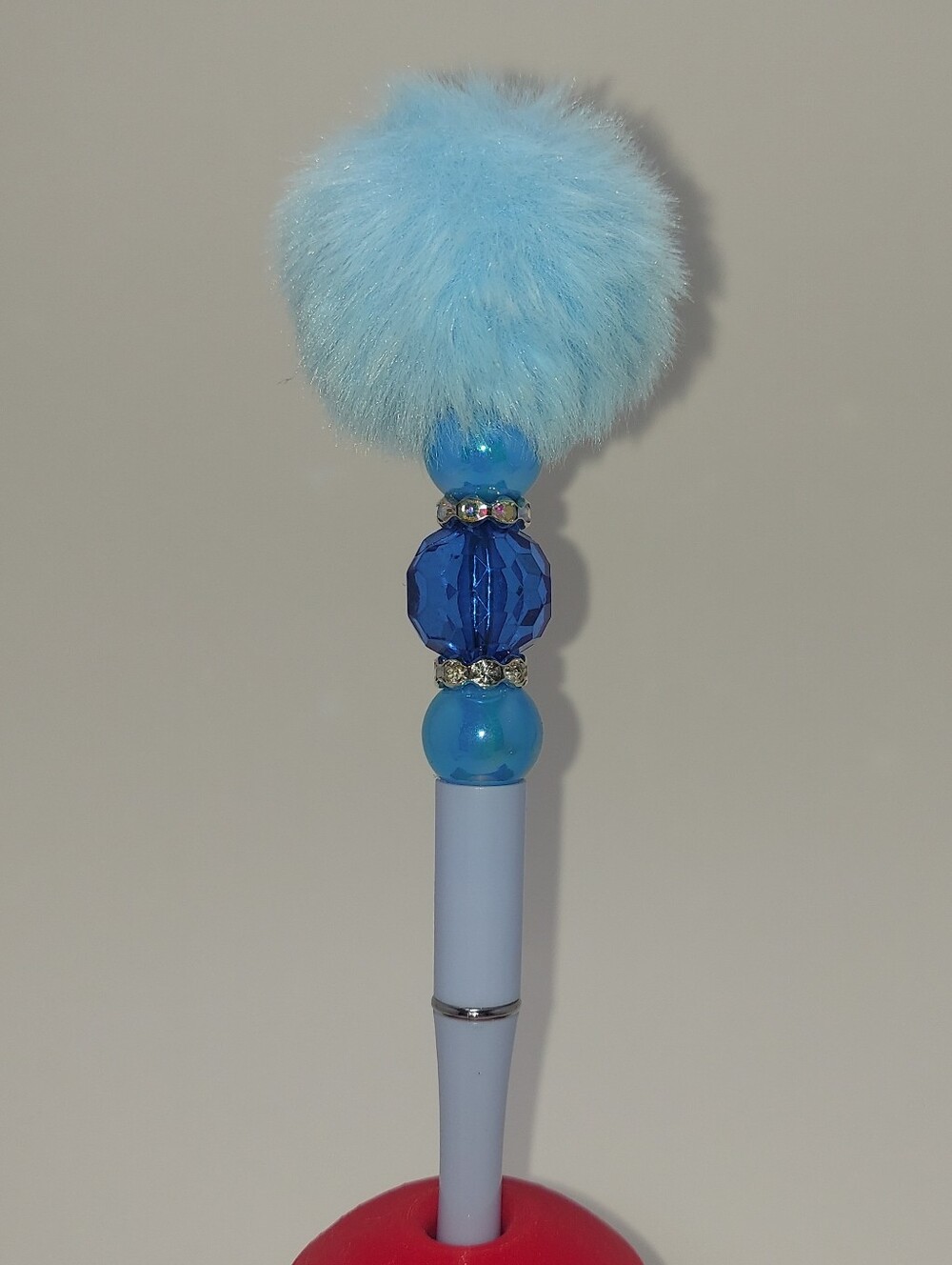 Blue Fluffy Pom Pom  Pen #1